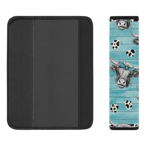 2PCS Rustic Farmhouse Cattle Print Highland Cow Car Seat Belt Pad Universal Soft and Comfortable Harness Pads Strap for Kids, Car Seats Pushchair Strollers High Chair Pushchair - color: Pattern 835
