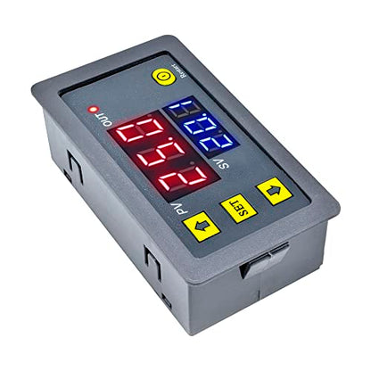 2Pcs Timer Delay Relay Programmable Cycle Timer Switch ON-Off Control LED Digital Display Time Relay Module (DC12V/20A) Gray