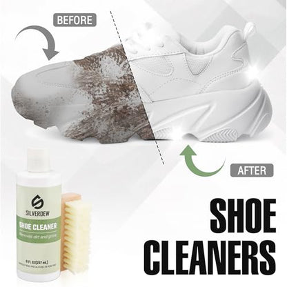 33PCS Shoe Cleaning Kit | 8oz Cleaner, 30 Pack Sneaker Wipes, Nylon Brushes, Microfiber Towel for Sneaker, Leather, Mesh & Canvas
