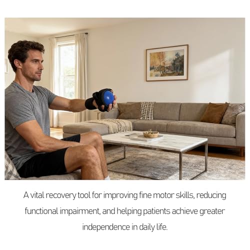 Anti Spasticity Hand Splint with Training Ball - Strap With Adjustable Finger Size,Orthosis Brace for Stroke Recovery, Spasm & Hemiplegia Rehabilitation for Adults - Hand Therapy Equipment for Functional Impairment