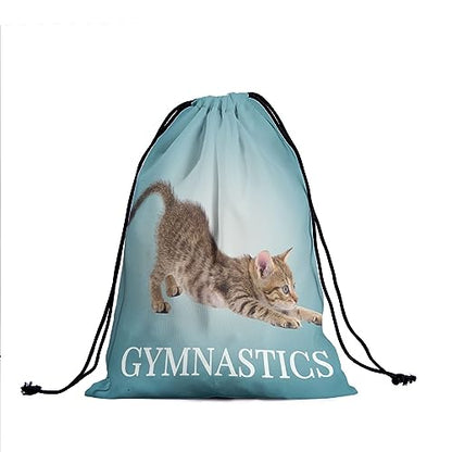 Gymnastics Grip Bag for Gymnasts Gymnastic Drawstring Bag Gym Athlete Bag - color: Blue Gymnastics Cat, size: 9.25" x 12" (Pack of 1)