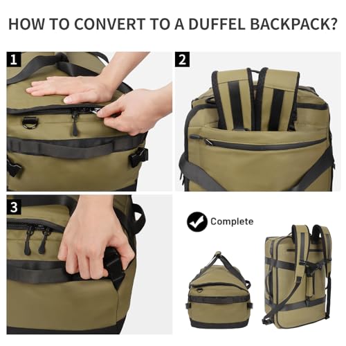 2-in-1 Carry-on Backpack for Men Women 40L Sports Gym Bag with Backpack Straps,Water Resistant,for Travel/Gym（20in,Green） - color: 20in-green