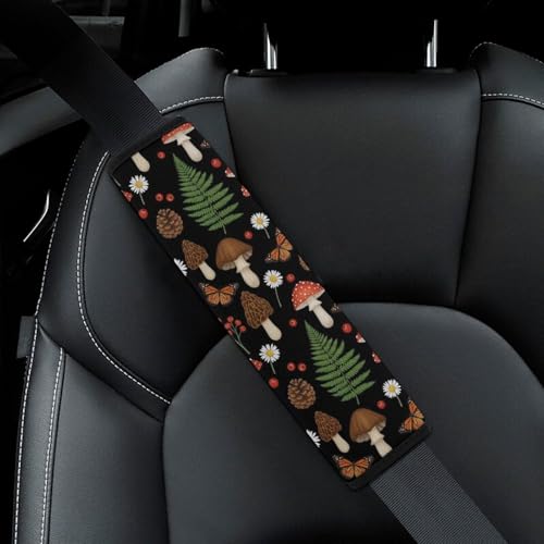 Universal Fit Seat Belt Shoulder Pad for Kids, Car Seats Pushchair Strollers High Chair Pushchair, 1 Pair Mashroom Print Flower Automotive Seat Belt Protector - color: Pattern 927