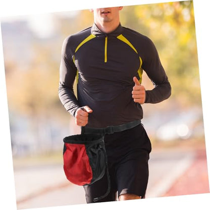Rock Climbing Chalk Bag Waist Pouch Non-Slip Outdoor Bouldering Chalk Storage Bag for Climbers with Adjustable Belt Red Black