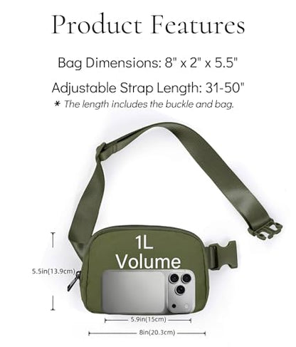 YOSHUYUKI Cross Body Fanny Packs for Women Men Fashion Waist Bag Pouch Nylon Small Travel Crossbody Bags Mini Purse Everywhere Belt Bag Bum Bag with Adjustable Strap for Running Hiking Dim Olive - color: Dim Olive