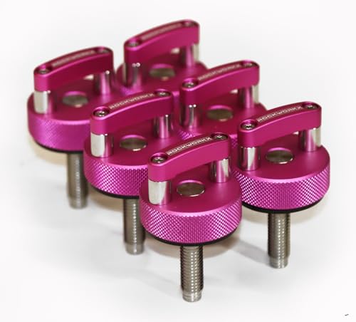 ROCKWORKX CNC Billet Aluminum Hard Top Quick Removal Fastener Thumb Screw, Integrated D Ring, Compatible with Jeep Wrangler JK 2007-20018, JL 2018-2022 & Gladiator JT (Pink) - color: Pink