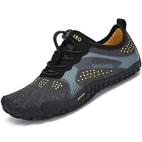 SAGUARO Kids' Barefoot Shoes Boys Girls Quick Dry Aqua Athletic Sneakers Lightweight Sport Footwear Toddler Water Shoes - color: Black/Grey, size: 10 Toddler