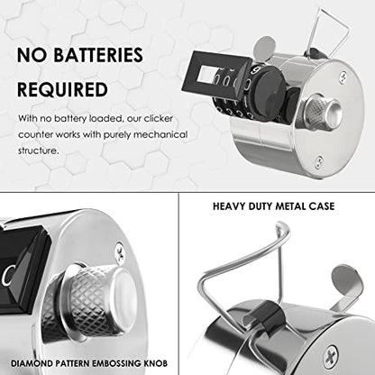 KTRIO Metal Handheld Tally Counter, 4-Digit Mechanical Clicker | Battery-Free Counter, 4-Digit Display, Durable Metal Casing, Portable Finger Ring, Multi-Use Clicker - style: 1 Pack