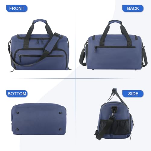 Gym Bag for Men Women, Sports Duffle Bag with Wet Pocket & Shoes Compartment, Water Resistant Overnight Weekender Bag Duffel Bag - color: Blue