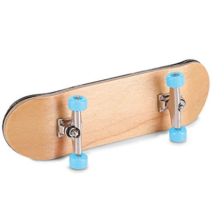 Gavigain 1Pc Wooden Fingerboard Maple Wooden Alloy Fingerboard Finger Skateboards with Box Reduce Pressure Kids Gifts(Light Blue)