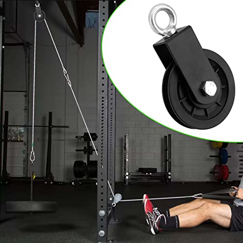 4 Pack Cable Pulley Wheel 3.5 in/90 mm, 360 Degree Rotation Aluminum Silent Pulley for Gym Exercise, Home Project and Lifting, Black