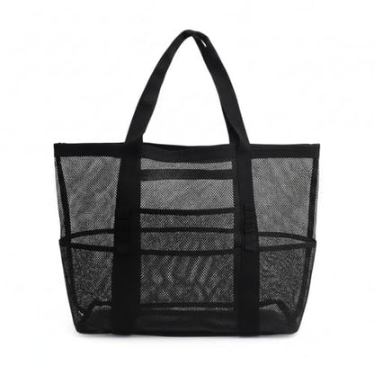 Mesh Drawstring Gym Bag, Breathable Nylon Storage for Wet Gear and Sports Equipment, 17 x 15 Inch (1 PC) - color: Black