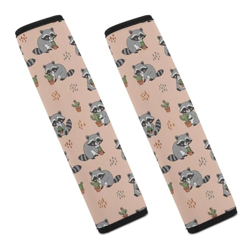 1 Pair Universal Soft and Comfortable Seat Belt Shoulder Pad for Kids, Stroller Pushchair High Chair, Cute Cartoon Raccoons Shoulder Protector, Anti-Slip Pad - color: Pattern 324
