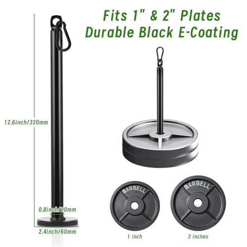 Universal Weight Loading Pin fits 1" Standard & 2" Olympic Plates with Carabiner for Cable Pulley,LAT Pulldown,Home Gym Strength Training