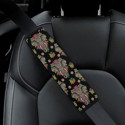 2PCS Animal Colorful Elephants Car Seat Straps Shoulder Pads Soft Padded Seat Belt Cushion for Adult Use, Car Seats Pushchair Strollers High Chair Pushchair, Anti-Slip Pad - color: Pattern 1223