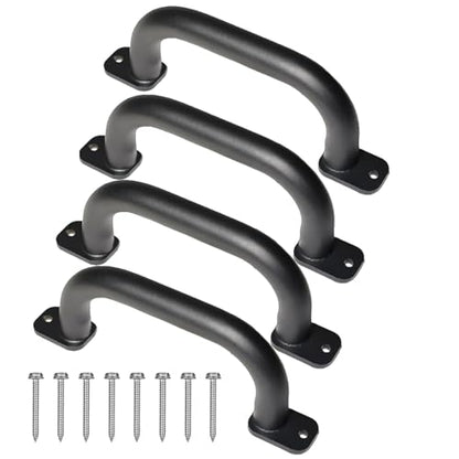 ESPETS 4 Pack of 10 Inch Black Metal Outdoor Playground Handles | Rust-resistence Metal Playset Accessories, Playhouse ladder handles, Indoor Monkey Bars, Treehouse, Climbing walls handles - color: Black