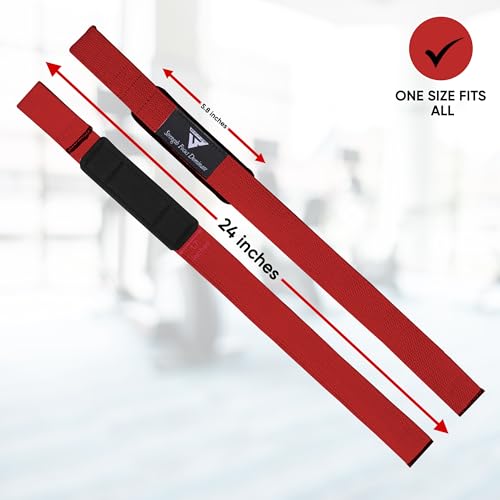 Weight Lifting Straps,Powerlifting Deadlifting, Anti Slip 60CM Hand Bar Grip, 5MM Neoprene Wrist Support, Heavy Duty Weightlifting Bodybuilding Workout - color: Red