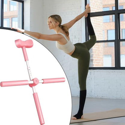 Back Stretcher Yoga Stick Upper Body Alignment Stretching Bar | Exercise Cross Stick for Home Apartment Bodybuilding Fitness Workout After Sports - color: rose