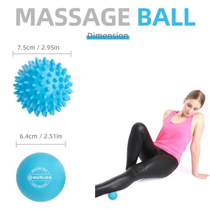 Massage Ball Set, Spiky Ball & Lacrosse Ball for Body Massage, Muscle Relief, Deep Tissue, Myofascial Release, Massager for Neck, Shoulder, Back, Foot or Muscle Tension (Blue) - color: Blue