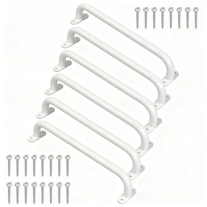 17 Inch White Indoor Monkey Bars Ladders Playground Handles 6 Pack | Heavy Duty Solid Metal, Non-Slip Matte Powder Coated, Comfy Secure Handle Bar, Outdoor Playset Climbing Frame Jungle Gym - color: White