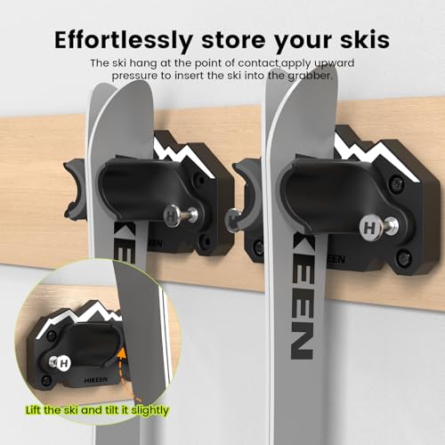 Hikeen Ski & Snowboard Wall Mount,Fits Any Ski or Snowboard, Ski Wall Rack Non-Slip Storage for Garage Organization,Space-Saving Winter Gear Organizer,2 Pack - size: 2 pack