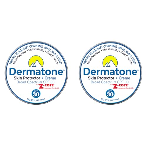 Dermatone Skin Protection Balm w/Zinc SPF 30 | Moisturizing & Barrier Creme | Heals & Repairs Dry Skin | Advanved Therapy Lips and Face Repair | 2-Pack, 0.5 oz Tins - size: 0.5 Ounce (Pack of 2)