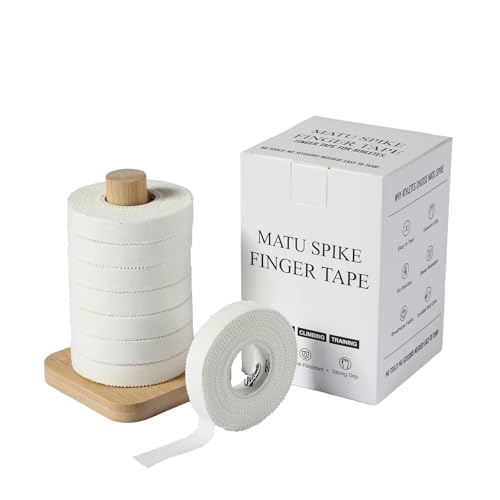Jiu Jitsu Tape - Strong Athletic Finger Tape, 1/2" x 32.8' - Protect Fingers and Toes in MMA, Judo, Wrestling, Martial Arts, Rock Climbing with Wooden Holder | 8 Rolls - color: A: White