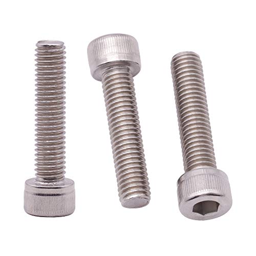 M6-1.0 x 20mm (50 Pack) Stainless Socket Head Cap Screws, 304 Stainless Steel 18-8, Plain Finish, Full Thread Coverage, by RoyceMart - size: M6-1.0 x 20mm