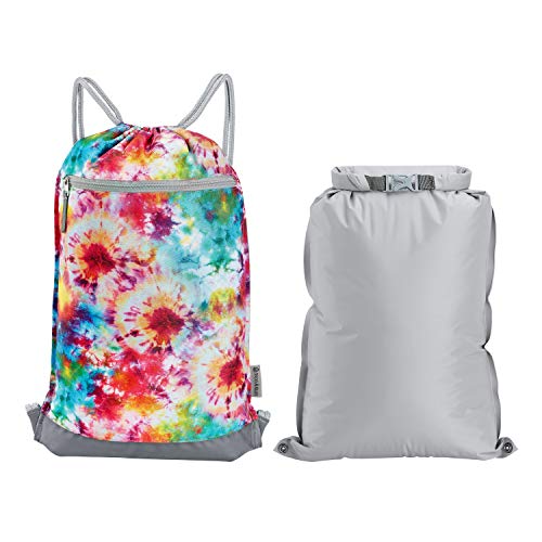Skog Å Kust GymSak | Patented 2-in-1 Drawstring Cinch Bag with Removable Waterproof Dry Bag | Tie Dye - color: Tie Dye