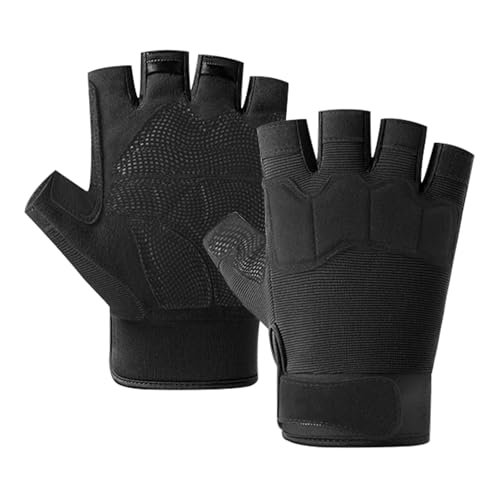 Fingerless Tactical Gloves, Padded Lightweight Breathable Climbing Glove for Rock, Motorcycle, Climbing, Cycling, Tree, Sail, Outdoor Sports - color: Black, size: X-Large