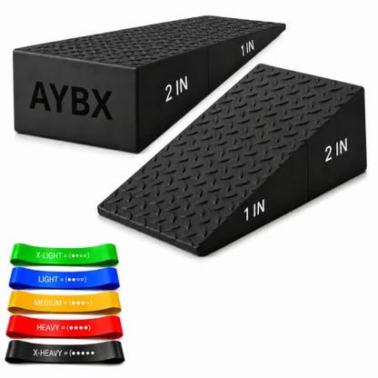 Squat Wedge Block, Non-Slip Adjustable Slant Board for Squats, 5 Bands | High-Density Rubber, Dual Heel Elevator, for Goblet Squats, Calf Raise Training & Deadlifts"