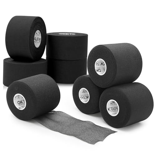 OK TAPE 4 Rolls Beige Athletic Tape and 4 Rolls Black Pre Wrap Tape
