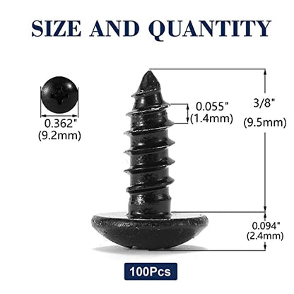 #8 x 3/8" Wood Screw 100Pcs Truss Head Phillips 18-8 (304) Stainless Steel Fast Self Tapping Screws Black Oxide by SG TZH - size: #8 x 3/8"