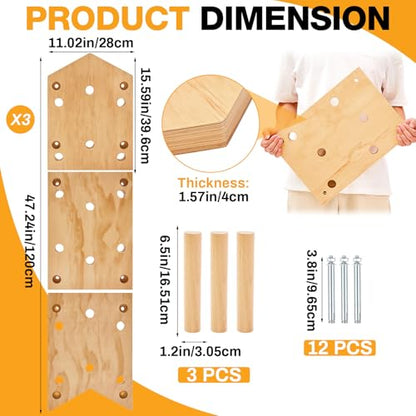 AceOrbit Climbing Pegboard 12‘'x48‘' Rock Climbing Board with Dowel Pegs 23 Holes Wall Mounted Ladder Fitness Cross Training for Rock Climbings Gift, Christmas Birthday Present for Climber