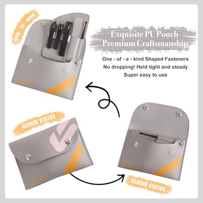 Manicure Set, 5 Piece Nail Care Kit with Carbon Steel Tools (Cuticle Nipper, Small & Large Nail Clippers, Ear Pick, Glass File), Portable Grooming Pouch, Manicure Set Nail Clippers (Gray) - color: Gray