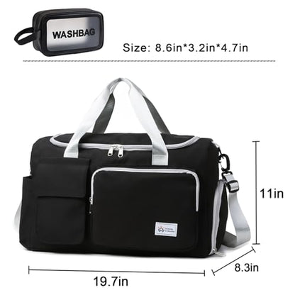 Small Gym Bag for Women, Travel Duffle Bag Carry On Weekender Bag with Shoe Compartment - color: 35#Black Grey, style: Gym Bag&toiletry Bag