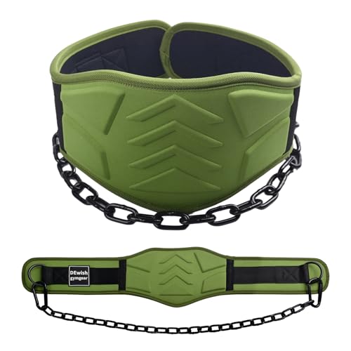 12 mm Thick Heavy Duty Dip Belt with 36 IN Steel Chain, 35" Weighted Pull Up Belt for Added Weight Training, Chin Ups, Pull Ups, Tricep Dips And More - color: Military Green
