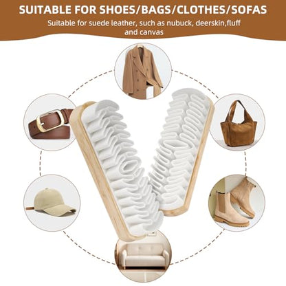 Suede Cleaner Brush 2 Pack, Gentle Daily Care Brush for Suede & Nubuck Shoes, Boots, Bags, Portable Cleaner Kit for Refreshing Nap and Lifting Surface Dirt