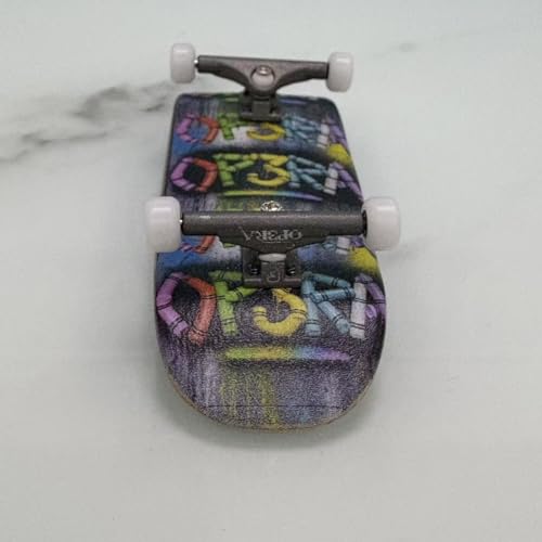 LEEFAI Pro Fingerboard Complete 34x96mm Pre-Assembled Set up with Solid Metal Trucks, Bearing Wheels-OP3RA Fingerboard Beginner Series (Stamp V3)