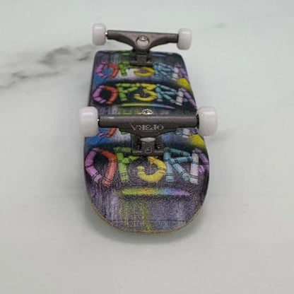 LEEFAI Pro Fingerboard Complete 34x96mm Pre-Assembled Set up with Solid Metal Trucks, Bearing Wheels-OP3RA Fingerboard Beginner Series (Stamp V3)