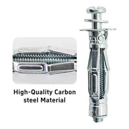 15Pcs M4x32mm Heavy Duty Zinc Plated Steel Molly Bolt Hollow Drive Wall Anchor Screws for Drywall, Plaster, and Tile, Ideal for Home and Professional Use - size: M4x32mm