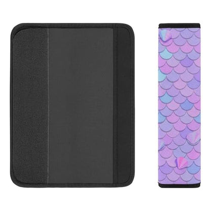 2 Piece Soft Padded Car Seat Belt Pad for Elderly Support, Stroller Pushchair High Chair, Purple Mermaid Scale Shoulder Harness Cover, Shock Absorption - color: Pattern 713