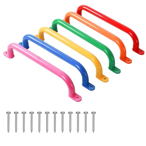 ESPETS 17'' Colorful Monkey Bars Indoor, Outdoor Playground Handles, 6 PCS | Swing Set Attachment Grab Handles, Weather-resistence Indoor & Outdoor Monkey Bars for Jungle Gym, Playhouse, Climbing Frame - color: Multi-colors