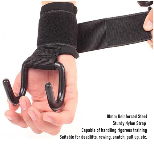 FILFEEL Weight Lifting Hook 2 Pack – 330 Lbs Load Bearing Fitness Wrist Strap Hand Grip Support for Deadlift Pull Up Barbell Row Snatch – Steel Hook with Rubber Coated Nylon Strap