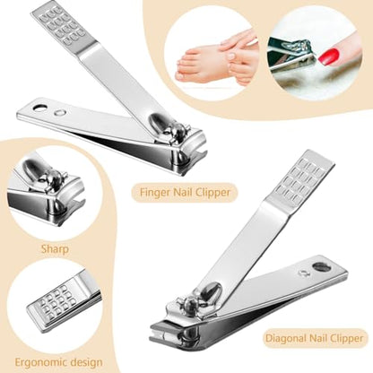 Geosar 50 Set 8 in 1 Travel Manicure Kit Bulk Professional Nail Clippers Pedicure Nail Care Tools Grooming Stainless Steel Set with Portable Travel Case, Gift for Valentine Men Women(Glitter Gold) - color: Glitter Gold