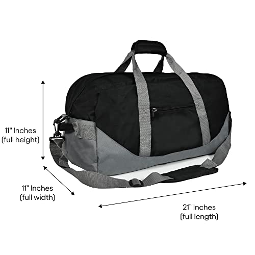 21" Large Duffle Bag with Adjustable Strap - color: Black Gray