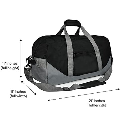 21" Large Duffle Bag with Adjustable Strap - color: Black Gray