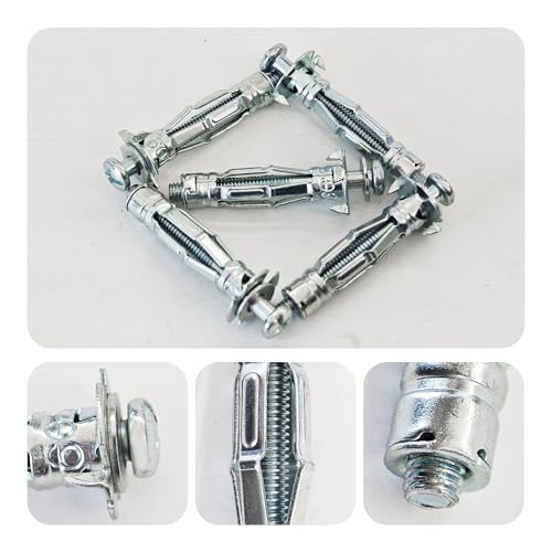 15Pcs M4x32mm Heavy Duty Zinc Plated Steel Molly Bolt Hollow Drive Wall Anchor Screws for Drywall, Plaster, and Tile, Ideal for Home and Professional Use - size: M4x32mm