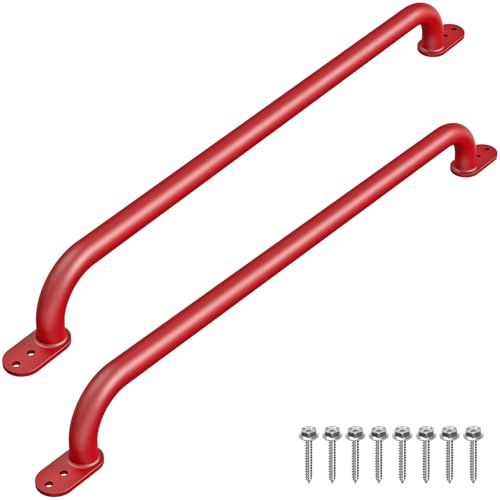 Dolibest 42 Inch Metal Safety Handles, Playground Ladder Handle, Long Grab Handles for Kids Playhouse, Treehouse, Rock Climbing Wall, Swing Set Accessories, Indoor & Outdoor Use (2PCS)-Red - color: D: Red-42 Inch-2pcs