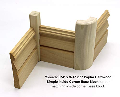 3/4" x 2 1/4" x 6" Poplar (Paint Grade) Outside Radius Corner Base Block Bullnose - Fits 3/4" Radius, Trim Molding (3)
